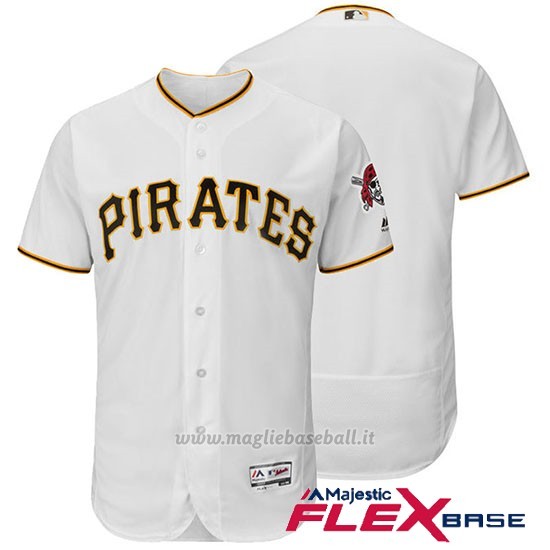 Maglia Baseball Uomo Pittsburgh Pirates Bianco Autentico Collezione Flex Base Custom
